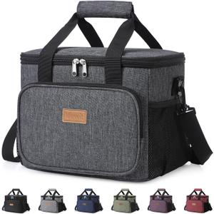 Lifewit Large Lunch Bag, Insulated Lunch Box, Soft Cooler Cooling Tote for Adult Men Women, Dark Gray 24-Can (15L)