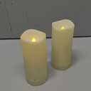 Waterproof Outdoor Flameless Candles with Timer, Battery Operated Flickering LED Pillar Candles for Home, Wedding Decoration, Slim Tall, Ivory Plastic, 2" X 5", 2 Pack (2 Pack-D2"x H5")