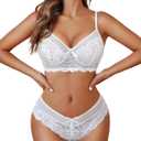 Avidlove Lingerie Set for Women Lace Bra and Panty Sets 2 Piece Lace Babydoll Outfits S-XXL (Large, White)
