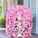 2 Pcs UV Resistant Artificial Flowers for Outdoors, Realistic Faux Silk Bougainvillea Flowers, Fake Hanging Plants for Porch Patio Balcony Decoration (Pink)