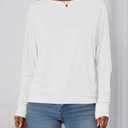 Zenlonr Long Sleeve Tops for Women Fall Fashion Outfits 2025 Crewneck Knit Basic Tee Shirts Business Casual Tops (White, M)