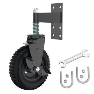 Lygoeege Gate Wheel 8inch with Brake for Metal Tube Gate Wooden Door 600lb Capacity Spring Loaded Wheel Heavy Duty Casters with Screws and Wrenches