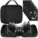 Dansydaisy Travel Jewelry Organizer Case Transparent Jewelry Storage Book Organizer Binder Bag for Earring, Ring, Necklace, Bracelet, Watch, with 6 Clear Velvet Jewelry Pouch Zipper Bags(Black), 3 pack