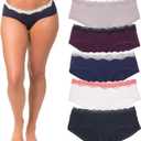 Emprella Cotton Underwear for Women, Seamless Women's Underwear Pack, Cheeky Hipster Panties (Medium)