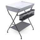 HONEY JOY Changing Table, Folding Nursery Organizer with Open Shelf & Safety Belt, Portable Diaper Changing Station for Newborn (Gray, Basic)