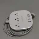 Flat Plug Power Strip, 6ft Ultra Flat Extension Cord - 3 Outlets 4 USB Ports (2 USB C) 22.5W/4.5A Desktop Charging Station, Power Strip No Surge Protection for Cruise Ship, Dorm Room Travel Essentials (White)