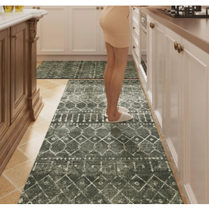 Yongyangjuxin Kitchen Mats for Floor, 20"x48"+20"x59" Non Slip Kitchen Rugs and Mats, 2 PCS Machine Washable Kitchen Floor Mat for Hallway Laundry (Olive Drab)