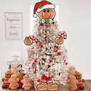Gingerbread Man Christmas Tree Topper Head Arms and Legs, Xmas Peppermint Candy Santa Hat Decorative Tree Ornaments Decor, Holiday Indoor Home Decorations Party Supplies