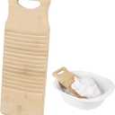 Bamboo Hand Washboard for Laundry Washing Clothes, Cleaning Board for Hand Washing Scrub Board, Old Fashioned Hand Washer for Women School Home, Thickened Scrubbing Washboard, 15.7x5.9x0.7in