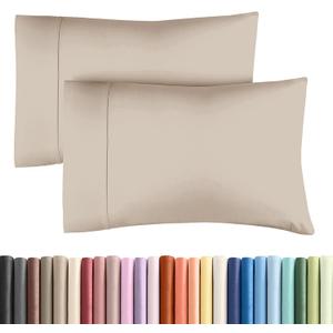 King Pillow Cases - 2 Pack - Super Soft Pillowcase Covers - Envelope Enclosure - Hotel Quality Pillow Protectors - Wrinkle Free, Fade, Shrink & Stain Resistant - Machine Washable - 20" x 40" (Wheat)