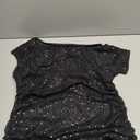 SEVOBA PROM One Shoulder Sequin Tops for Women Off Shoulder Sparkly Shirt Elegant Asymmetrical Ruched Glitter Shirt Cocktail Party Tops Black XXL