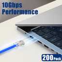 200 Pack Cat6 RJ45 Pass Through Connector, RJ45 Connectors Cat6 Pass Through Connectors (Modular Plugs/Network Connector) for Solid or Stranded UTP Cable