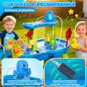 Water Table Pump, Magnetic No-Drill Rechargeable Battery Powered Continuous Flow Water Pump, Fits Water Tables & Step 2, Cordless Pump Toys, Outdoor Water Play Accessories for Kids & Toddlers, Blue