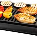 OVENTE Electric Indoor Grill with 15x10 Inch Non-Stick Cooking Surface, 1200W Fast Heat Up Power, Adjustable Temperature, Removable and Dishwasher Safe Grilling Plate and Drip Tray, Black GD1510NLB