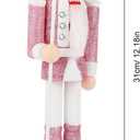 NOLITOY Nutcracker Christmas Decor, 12 Inches Traditional Pink Nutcracker Wooden Soldier Figures for Festival Party Outdoor Xmas