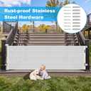 108" Wide Weatherproof Outdoor Retractable Baby Gates Extra Wide with Rust-Proof Stainless Steel Hardware& Waterproof Mesh, Reinforced 9 Ft Extra Long Retractable Dog Gate to Prevent Crawling Through