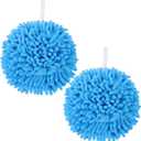 MAGICLULU 1Pcs Chenille Hand Towel with Hanging Loop Soft Absorbent Bathroom Kitchen Towels Quick Drying Fuzzy Ball Design for Versatile Use