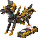 Intoypad Collision Transforming Dinosaur Car Toy, 2 Magnetic Cars Transform into Dinosaur Toys for Kids Toddler Fun Deformation Robot Dino Car Christmas Birthday Gift Toys for Boys Girl(Golden Dragon)