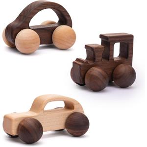 3PCS Wooden Baby Toys, Montessori Toys for Babies 0-6-12 Months, Baby Grasping Toys Push Car Toys for 1 Year Old Boy Birthday Gift,#2