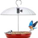 Kingsyard Adjustable Platform Bird Feeder for Outdoors Hanging, Metal Tray Bird Feeder with Dome Top, Attract Bluebirds Cardinals Goldfinches (Red)