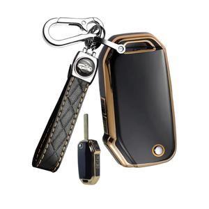 ontto 3-Button Key Fob Cover with Keychain Compatible with Kia Flip Folding Remote TPU Car Key Case for Forte Seltos Soul Sportage Sorento Cerato Telluride Black