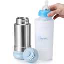 Papablic Portable Travel Baby Bottle Warmer On The Go, Fits Most Car Cup Holders, 12 OZ Stainless Steel Bottle Warmer, Leak-Proof, Safe & Easy to Clean