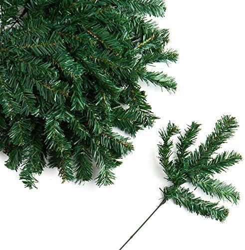 Pack of 50 Artificial Green Canadian Pine Pine Stems - Ideal for Christmas Arrangements, Wreaths, Trees, and More - Enhance Your Holiday Decor with Versatile Pine Picks (Size: 14" L)