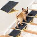 TNELTUEB 4 Pack Upgraded Dog Ramps for Stairs, Adjustable Stair ramp for Dogs,Portable Dog Stairs with Mat for Small Dogs and Cats, Non-Slip Pet Steps for Elderly or Injured Pets