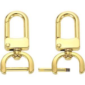 PATIKIL 0.6 Inch Swivel Clasp Hooks, 2 Pcs D Ring Detachable Snap Hook with Screw Bar, Swivel Lobster Claw Clasps for Bag Strap Purse Lanyard DIY Craft Hardware, Gold