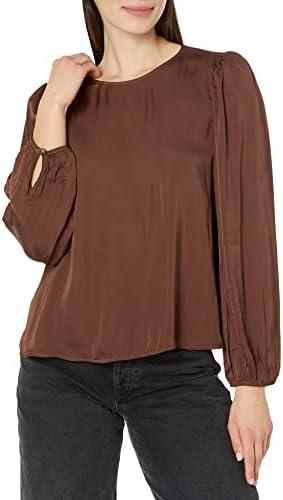 Velvet by Graham & Spencer Women's Leila Long Sleeve Satin Shirt, L
