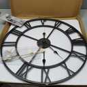 1st owned Large Wall Clock Metal Retro Roman Numeral Clock, Modern Round Wall Clocks Almost Silent, Easy to Read for Living Room/Home/Kitchen/Bedroom/Office/School Decor (Black, 24 Inch)