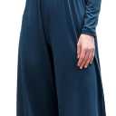 RONGTAI One Piece Jumpsuit for Women Long Sleeve Cutout Neck High Waist Dressy Casual Stright Leg Romper (Blue, L)