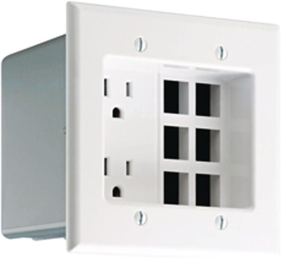 Leviton Recessed Duplex Receptacle, 125 Vac, 15 A, 2 Pole, 3 Wire, 690-W, White