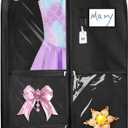 Sishynio Garment Bag, 43 Inch Black Garment-Bags for Hanging Clothes, Clear Waterproof Garment Bags with 5 Pockets, Dance Garment Bags, Kids Garment Bag for Dance Competitions Sports Suit Travel