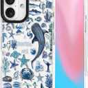 ChiCsFleur for iPhone 16 Case, TPU Phone case with Camera Protection for Women Girls Teens - Blue Whale Shark Stingray Coral Starfish Crab Beautiful Mess Ocean Collage Sorority Aesthetic Unique