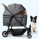 Dog Stroller for Large & Medium Dogs (20132 lbs), Pet Stroller for 2 Small Dogs, Cat Strollers for 2 Cats, Extra Large Heavy Duty, Foldable & Fully Ventilated Design, Gray