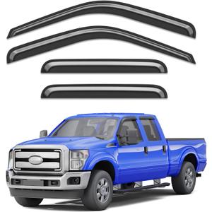 Out-Channel Window Rain Guards for 1999-2016 Ford F250 F350 F450 F550 Super Duty, Tape-on Window Visors Vent, Shades Wind Deflector for 99-16 F-250 F-350 F-450 F-550 SuperCrew Cab