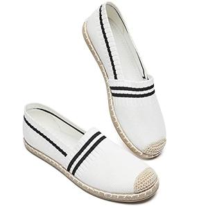 BABUDOG Womens Espadrilles Breathable Flats Shoes Mesh Slip on Loafers Soft White Flats(White.US11)