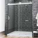 68-72" W x 76" H Shower Door,Frameless Shower Door,Single Sliding Shower Glass Door with 3/8" (10mm) Clear SGCC Tempered Glass, Roller Disc System (Brushed Nickel, 72" Wx76 H-Single Sliding)
