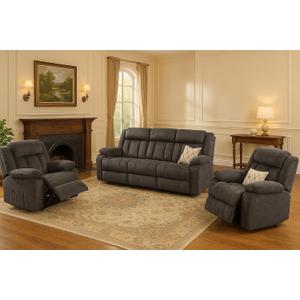 LUCKLIFE Recline Sofa Set with Manual Recliners,Living Room Furniture Set with Reclining Couch,Loveseat and Armchair,Breathable Fabric Upholstery, Thick Cushions and Ergonomic Design, Dark Gray, 3+1+1