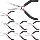 SEUNMUK 8 Pack 6 Inch Long Needle Nose Pliers Set, Precision Long Nose Pliers with Comfort Grip Handles, Extra Long Needle Nose Pliers for Jewelry Making, Bending Wire and Small Object Gripping (Black, Red)
