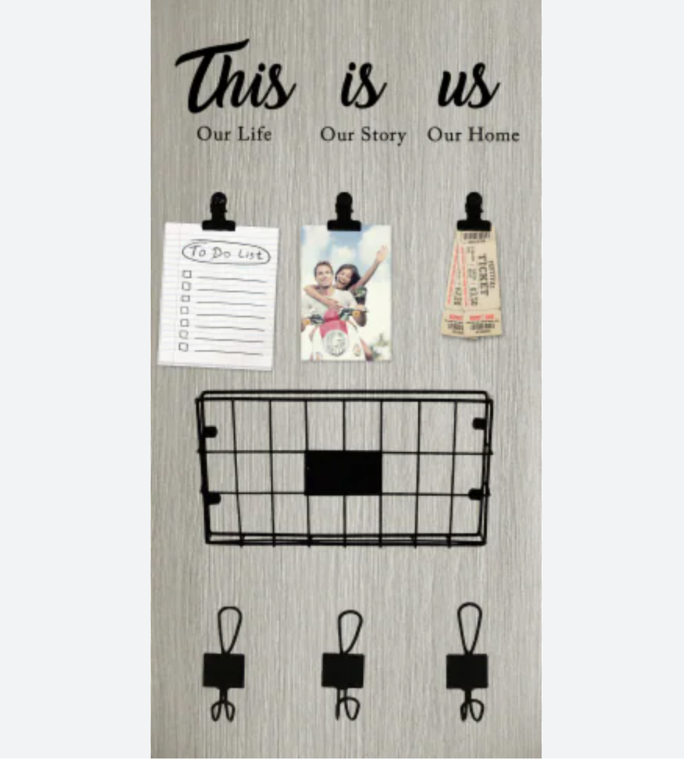 This Is Us Wall Organizer With Hooks Clips 12×24