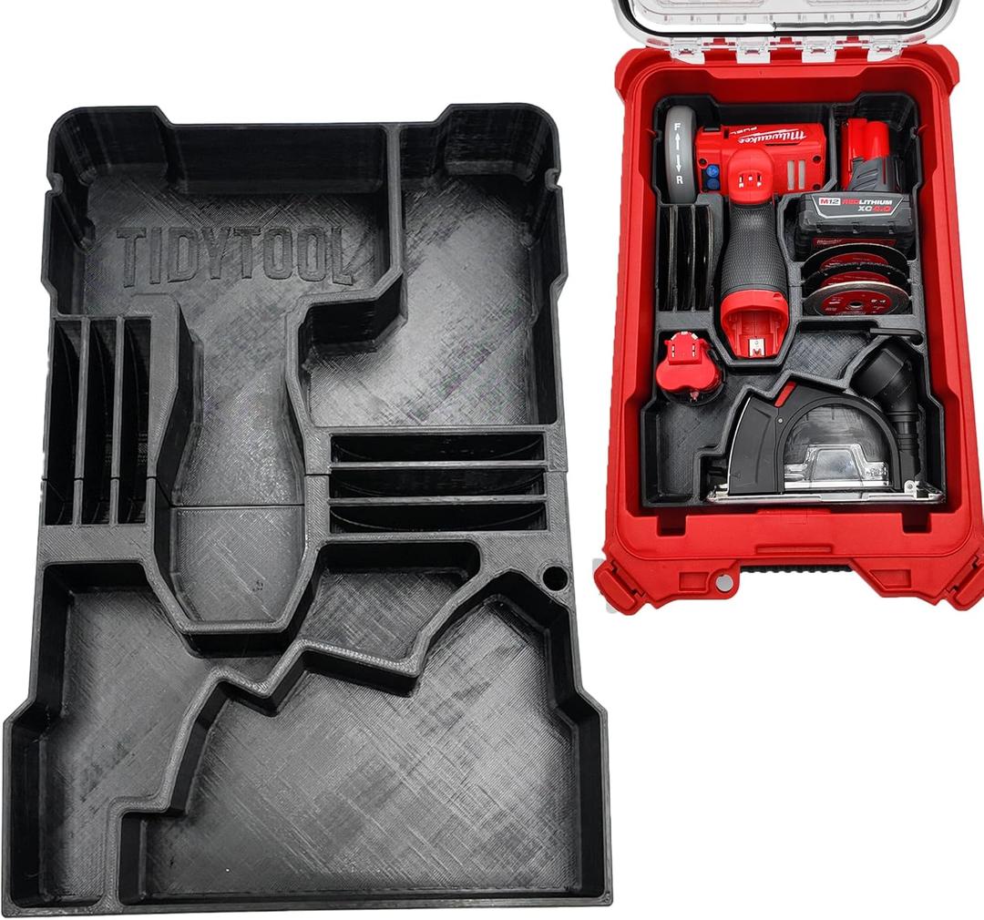 Tidy Tool Organizer for M12 3" Cutoff Saw and Milwaukee Packout compact Tool Box