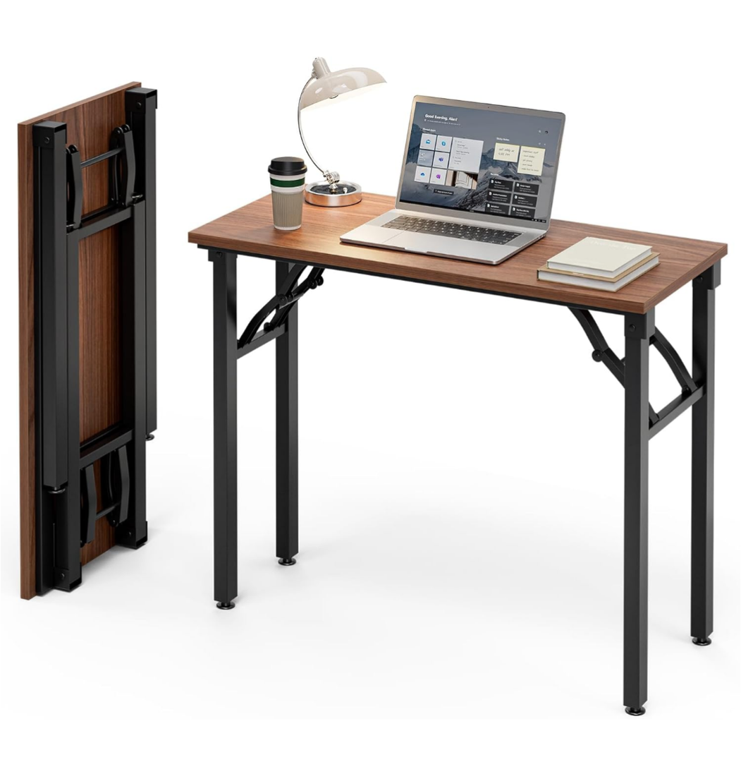 Frylr Small Folding Computer Desk – Portable 35.8 Inch Foldable Laptop Table, Collapsible and Compact for Easy Storage and Fast Setup, Lightweight for Small Spaces, Craft and Study Use, Dark Walnut Frylr Small Folding Computer Desk – Portable 35.8 Inch Foldable Laptop Table, Collapsible and Compact for Easy Storage and Fast Setup, Lightweight for Small Spaces, Craft and Study Use, Dark Walnut