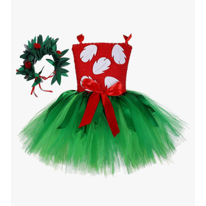 Tutu Dreams Summer Hawaiian Red Green Tutu Dress for Girls 1-12Y with Tropical Fern Leaf Headband Birthday Party Gifts