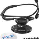 MDF Instruments, Acoustica Lightweight Stethoscope for Doctors, Nurses, Students, Home Health Use, Dual Head, Black Tube, Black Chestpiece-Headset, MDF747XPBO