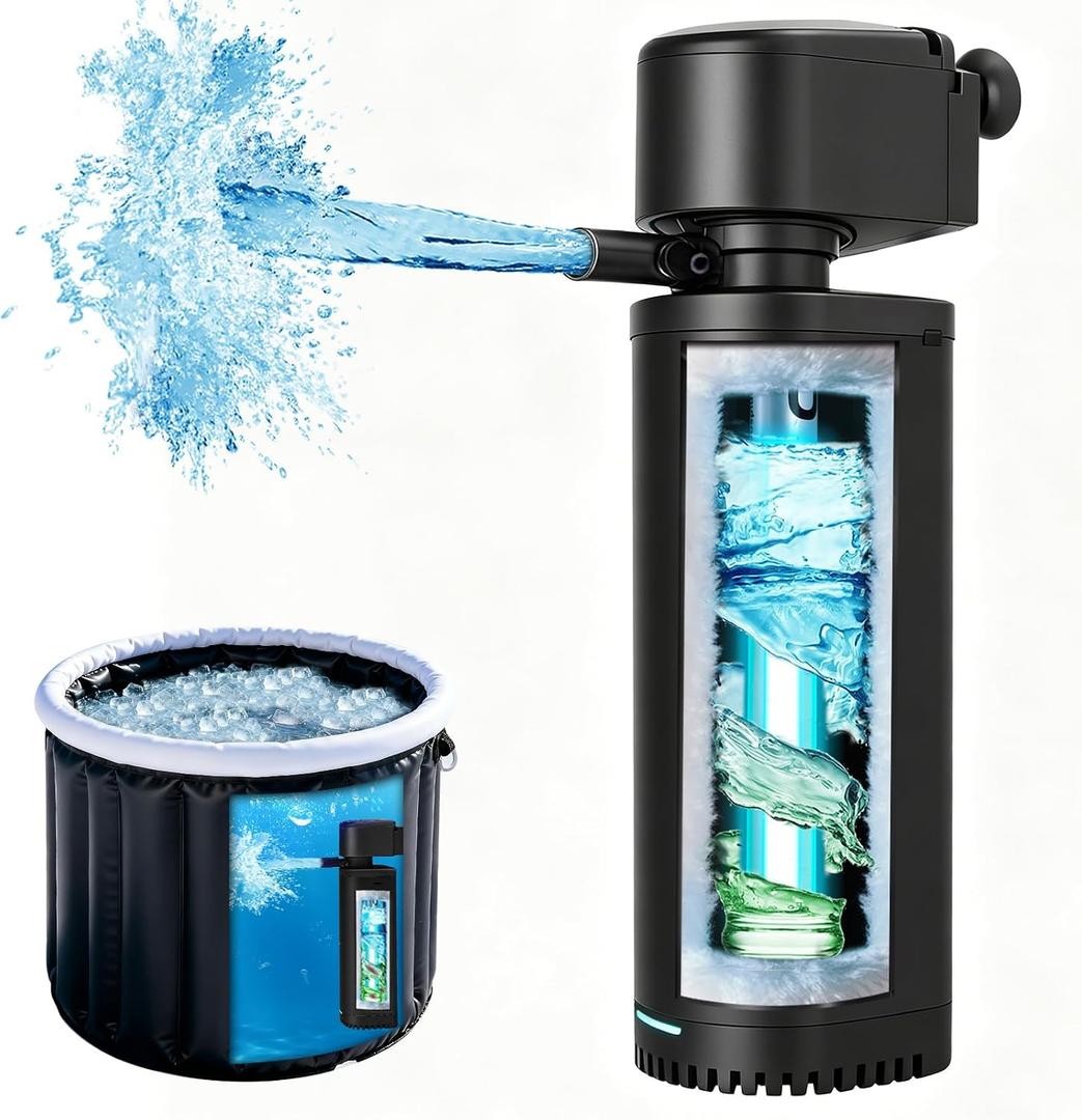 500 GPH Ice Bath Tub Filter for 100-1000 Gal Small Swimming Inflatable Pool & Cold Plunge Filter Tub, Pool Filter with U-V Sanitation Green Cleaning Machine,Powerful Pump for Saltwater Crystal Clear