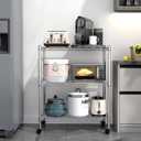 Simple Deluxe Heavy Duty 3-Shelf Shelving with Wheels, Adjustable Storage Units, Steel Organizer Wire Rack, 24.02L x 13.78W x 31.89H, Chrome, HKSHLF23133003CPC