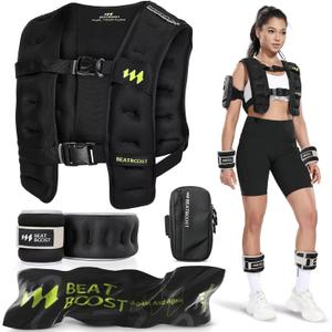 Weighted Vest for Women Men BeatBoost 20lb Weight Vest with Ironsand for Strength Training Running Walking Workout (Black Set)