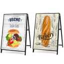 USCNC 2 Pack Heavy Duty A-Frame Sidewalk Sign 24 x 36 Inch, Portable Double-Sided Sandwich Board Slide-in Folding Metal Signboard (Frame only，No white board)